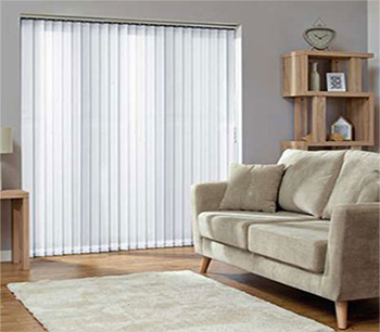 White Living Room Verticle Blinds